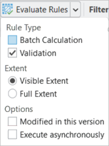 Evaluate Rules drop-down menu with Batch Calculation unchecked