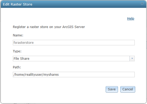 Register fileshare rasterstore
