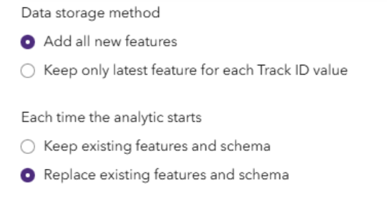 Data storage options for output feature layers