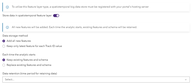 Data storage and retention options for Keep latest feature