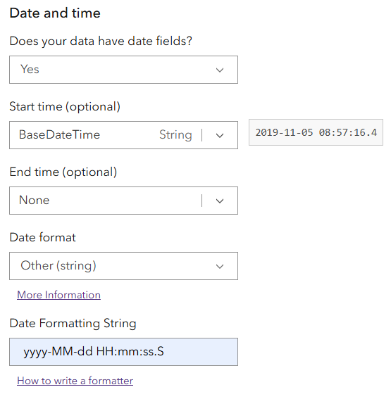 Date and time parameters in the feed configuration wizard