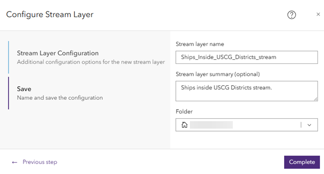 Stream layer output configuration menu