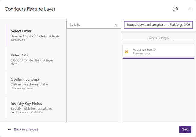 Configure the data source to the feature layer used for enrichment.