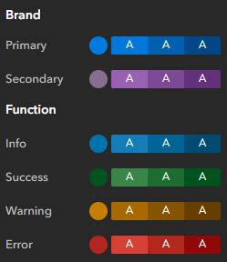 Brand and Function color settings